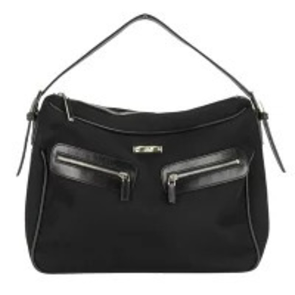 Gucci Black Canvas Leather Hobo bag double front pockets